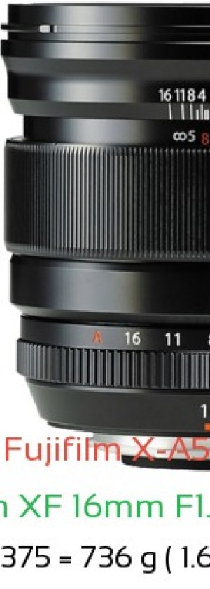 Fujifilm X-A5 with Fujifilm XF 16mm F1.4 R WR Lens Size