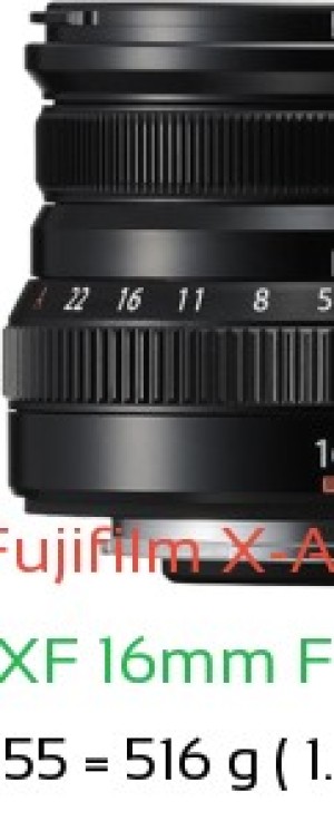 Fujifilm X-A5 with Fujifilm XF 16mm F2.8 R WR Lens Size