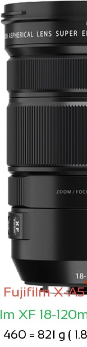 Fujifilm X-A5 with Fujifilm XF 18-120mm F4 Lens Size