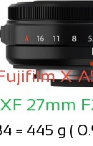 Fujifilm X-A5 with Fujifilm XF 27mm F2.8 R WR Lens Size