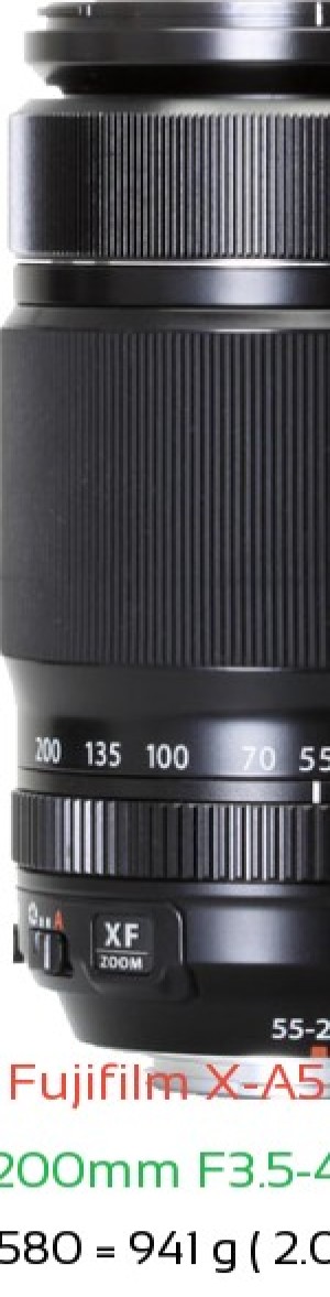 Fujifilm X-A5 with Fujifilm 55-200mm F3.5-4.8 R LM OIS Lens Size