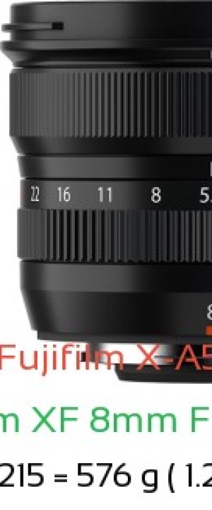 Fujifilm X-A5 with Fujifilm XF 8mm F3.5 WR Lens Size