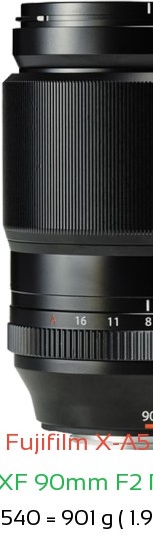 Fujifilm X-A5 with Fujifilm XF 90mm F2 R LM WR Lens Size