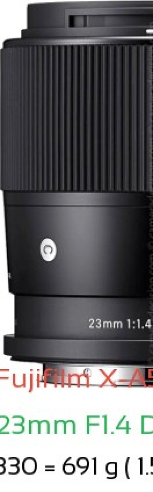 Fujifilm X-A5 with Sigma 23mm F1.4 DC DN C Lens Size