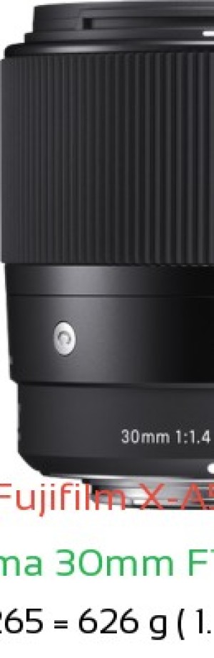 Fujifilm X-A5 with Sigma 30mm F1.4 C Lens Size