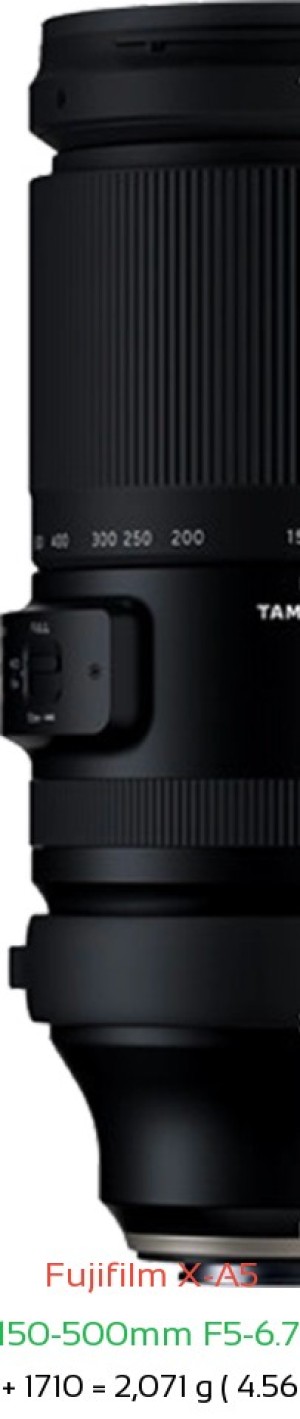 Fujifilm X-A5 with Tamron 150-500mm F5-6.7 Lens Size