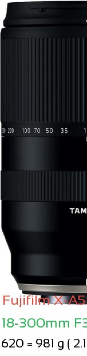 Fujifilm X-A5 with Tamron 18-300mm F3.5-6.3 Di Lens Size