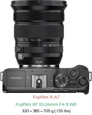 Fujifilm X-A7 with Fujifilm XF 10-24mm F4 R WR Lens Size