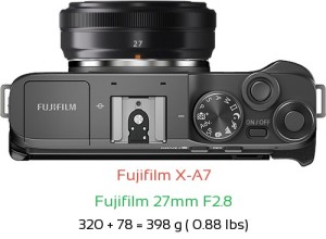 Fujifilm X-A7 with Fujifilm 27mm F2.8 Lens Size