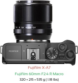 Fujifilm X-A7 with Fujifilm 60mm F2.4 R Macro Lens Size