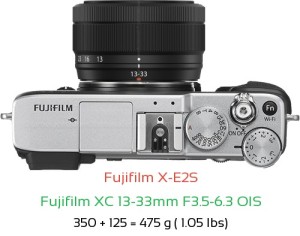 Fujifilm X-E2S with Fujifilm XC 13-33mm F3.5-6.3 OIS Lens Size