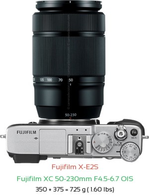 Fujifilm X-E2S with Fujifilm XC 50-230mm F4.5-6.7 OIS Lens Size