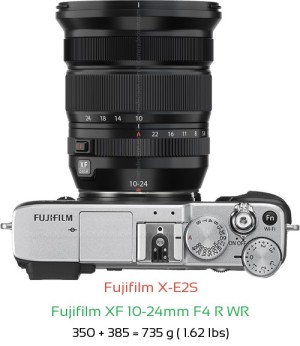 Fujifilm X-E2S with Fujifilm XF 10-24mm F4 R WR Lens Size
