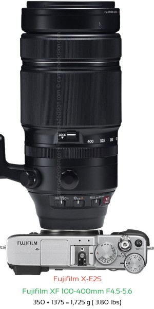 Fujifilm X-E2S with Fujifilm XF 100-400mm F4.5-5.6 Lens Size