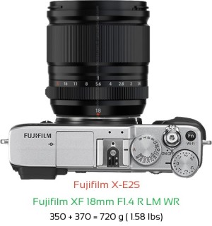 Fujifilm X-E2S with Fujifilm XF 18mm F1.4 R LM WR Lens Size