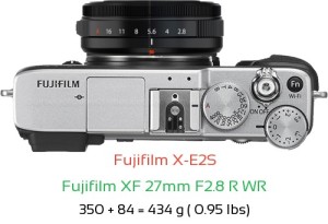 Fujifilm X-E2S with Fujifilm XF 27mm F2.8 R WR Lens Size