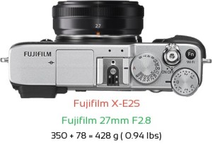 Fujifilm X-E2S with Fujifilm 27mm F2.8 Lens Size
