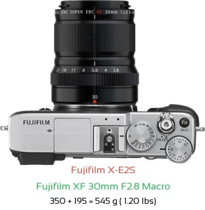 Fujifilm X-E2S with Fujifilm XF 30mm F2.8 Macro Lens Size