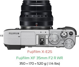 Fujifilm X-E2S with Fujifilm XF 35mm F2 R WR Lens Size