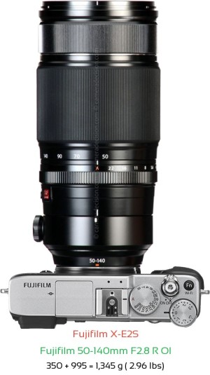 Fujifilm X-E2S with Fujifilm 50-140mm F2.8 R OI Lens Size