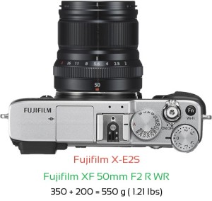Fujifilm X-E2S with Fujifilm XF 50mm F2 R WR Lens Size