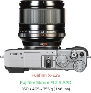 Fujifilm X-E2S with Fujifilm 56mm F1.2 R APD Lens Size