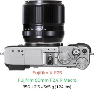 Fujifilm X-E2S with Fujifilm 60mm F2.4 R Macro Lens Size