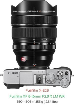Fujifilm X-E2S with Fujifilm XF 8-16mm F2.8 R LM WR Lens Size