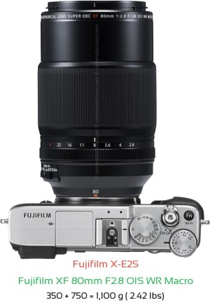 Fujifilm X-E2S with Fujifilm XF 80mm F2.8 OIS WR Macro Lens Size