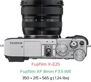 Fujifilm X-E2S with Fujifilm XF 8mm F3.5 WR Lens Size