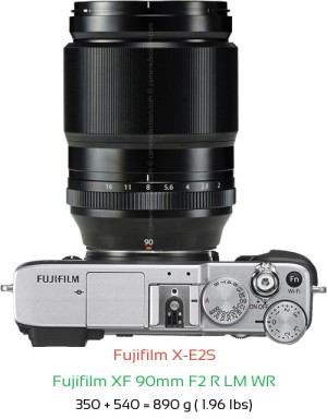 Fujifilm X-E2S with Fujifilm XF 90mm F2 R LM WR Lens Size