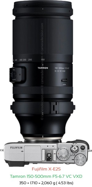 Fujifilm X-E2S with Tamron 150-500mm F5-6.7 Lens Size