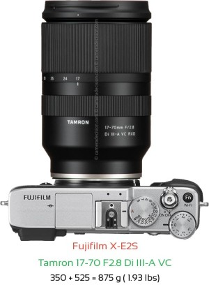 Fujifilm X-E2S with Tamron 17-70 F2.8 Di III-A VC Lens Size