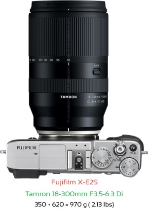 Fujifilm X-E2S with Tamron 18-300mm F3.5-6.3 Di Lens Size