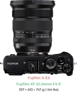 Fujifilm X-E3 with Fujifilm XF 10-24mm F4 R Lens Size