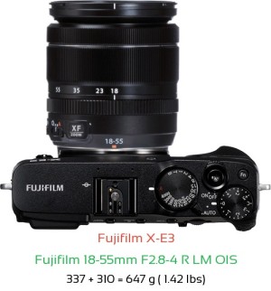 Fujifilm X-E3 with Fujifilm 18-55mm F2.8-4 R LM OIS Lens Size