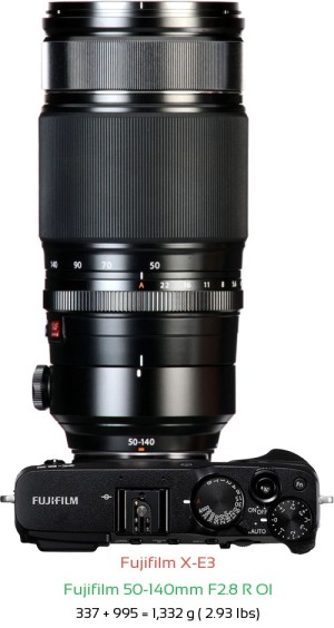 Fujifilm X-E3 with Fujifilm 50-140mm F2.8 R OI Lens Size