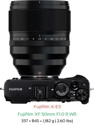 Fujifilm X-E3 with Fujifilm XF 50mm F1.0 R WR Lens Size