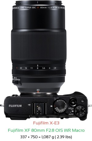 Fujifilm X-E3 with Fujifilm XF 80mm F2.8 OIS WR Macro Lens Size