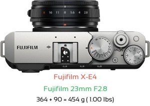 Fujifilm X-E4 with Fujifilm 23mm F2.8 Lens Size
