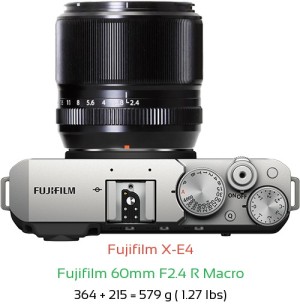 Fujifilm X-E4 with Fujifilm 60mm F2.4 R Macro Lens Size