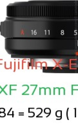 Fujifilm X-E5 with Fujifilm XF 27mm F2.8 R WR Lens Size