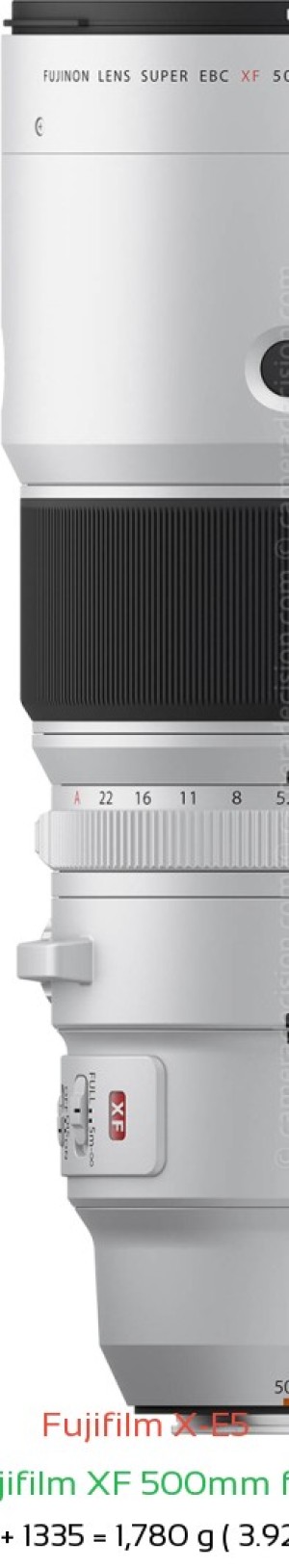 Fujifilm X-E5 with Fujifilm XF 500mm f5.6 Lens Size