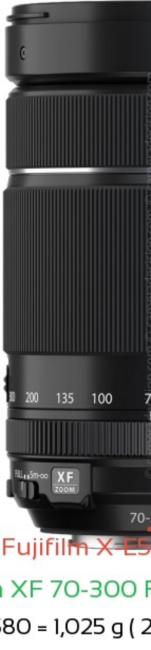 Fujifilm X-E5 with Fujifilm XF 70-300 F4-5.6 R Lens Size