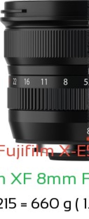 Fujifilm X-E5 with Fujifilm XF 8mm F3.5 WR Lens Size