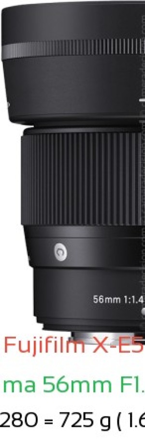 Fujifilm X-E5 with Sigma 56mm F1.4 C Lens Size
