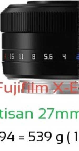 Fujifilm X-E5 with TTArtisan 27mm F2.8 Lens Size