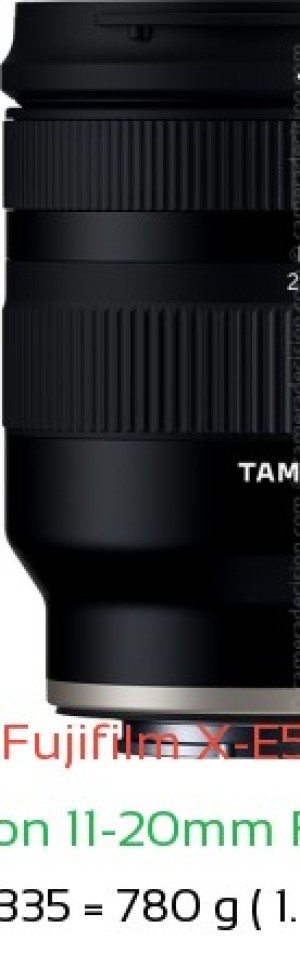 Fujifilm X-E5 with Tamron 11-20mm F2.8 X Lens Size