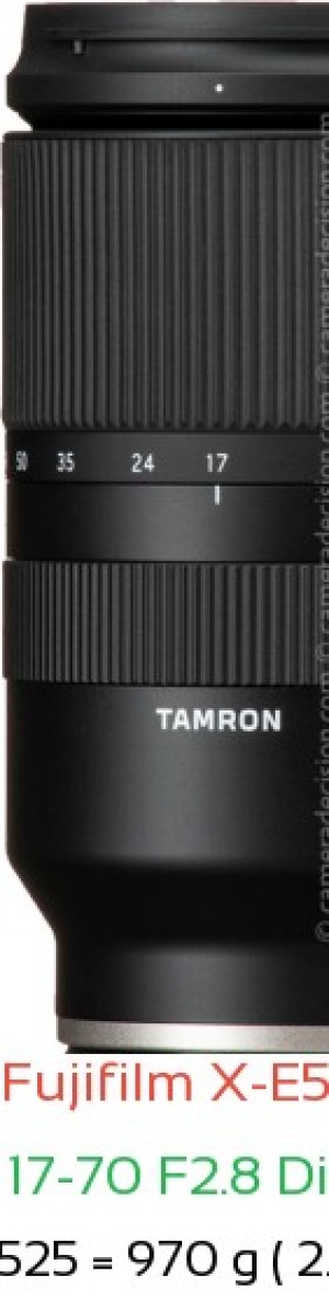 Fujifilm X-E5 with Tamron 17-70 F2.8 Di III-A VC Lens Size