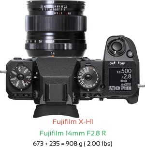 Fujifilm X-H1 with Fujifilm 14mm F2.8 R Lens Size